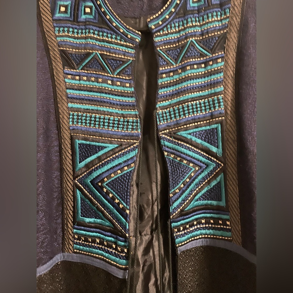 Hand Embroidered Unique Blue and Black Vest